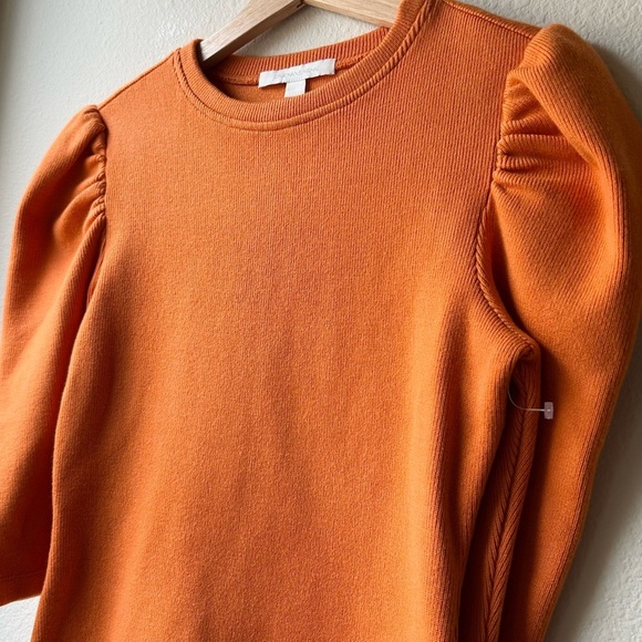 Johnathan Simkhai Orange Recycled Ribbed Puff 3/4 Sleeve Knit Sweater Top Sz S - Picture 4 of 11